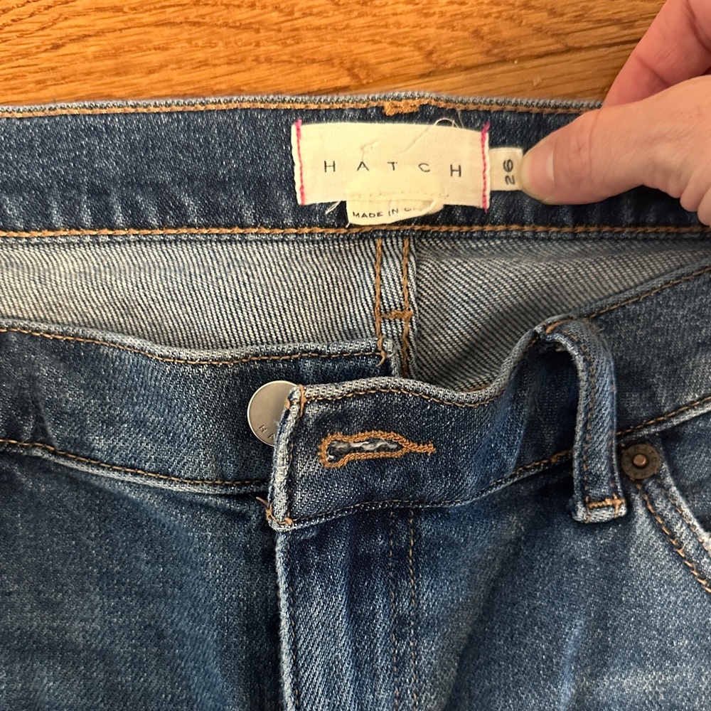 Hatch Women's Straight Leg Jeans in Medium Blue Wash - Picture 2 of 5